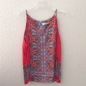 Red print tank top XL